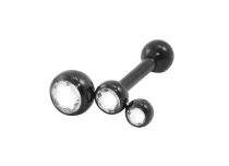 Barbell Staal Zwart Drievoudig Strass patroon | Itc