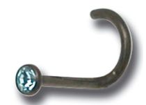 Zwart stalen neusknoop met kristal | Itc