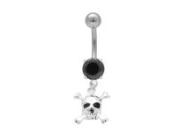 Sjieke Zwart Kristal Stalen Banaan met Doodshoofd Hanger | Itc