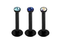 Labret Staal Zwart Gekleurd Kristal | Itc