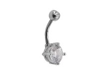 Banaan Titanium Stalen Ballen Set met Wit Kristal 5 / 9 mm | Itc