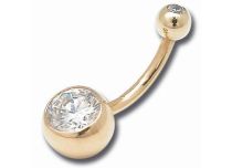 Banaan Navel Gouden Bolletjes 4/8 mm Dubbel Zirkonium Wit | Itc