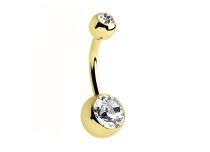 Banaan Navel Gouden Bolletjes 4/8 mm Dubbel Zirkonium Wit | Itc