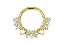 Anneau charnière titane pvd gold 1.2x10 multistrass carré blanc et triangle