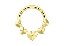 Anneau charnière titane PVD gold multi cœur lisse ITC Piercing