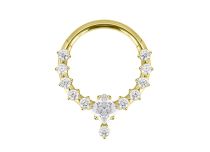 Anneau charnière titane pvd gold multistrass carré