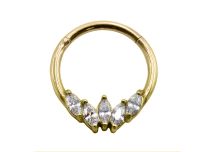 Stalen ring PVD goud scharnier 5 Strass | Itc