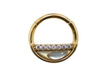 Ring titanium PVD Goud Scharnier motief rechte staaf | Itc