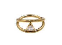 Ringen titanium PVD Goud Scharnier patroon dubbele ring driehoek| Itc