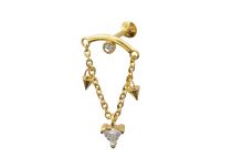 Labret Staal Goud Hanger Driehoek Strass | Itc
