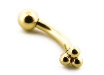 Micro Banaan 1,2 x 6 mm Staal PVD Goud Drievuldigheid Bal | Itc