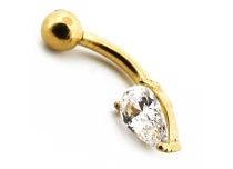 Micro Banaan Staal PVD Goud met Strass Waterdruppel Ontwerp | Itc