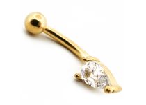 Micro Banaan Staal PVD Goud met Waterdruppel Strass | Itc