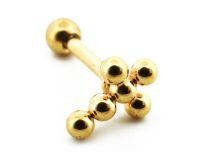 Labret Staal PVD Goud Kruis 6 Ballen | Itc