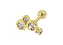 Barbell Staal Goud Strass | Itc