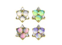 labret titane gold fleur strass reflet couleur