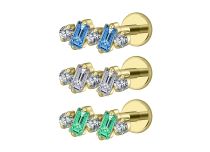 piercing labret doré strass couleur
