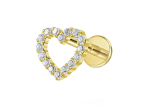 Labret titane PVD gold c&oelig;ur serti multi strass blanc ITC Piercing