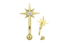 Micro Banaan Staal PVD Goud met Waterdruppel Strass | Itc