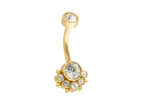 Bananenstaal PVD GOUD 1,6x10 ontwerp met meerdere strass-steentjes