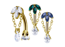 banane nombril acier gold chaine pendentif crystal