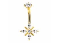 Banane Titane pvd gold  ASTM F136 interne 1.6 mm croix cristaux facettés | iTC