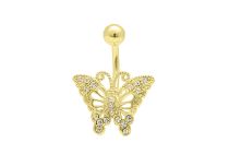 Banaan Staal Goud Kristal Vlinder Strass | Itc