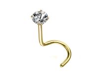 0,8 mm Gouden Neusknoop Wit Kristal Itc