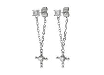 Paar witte vierkante strass oorbellen en hanger | Itc