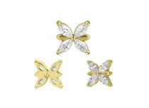 Accessoire interne Titane pvd gold motif papillon strass blanc