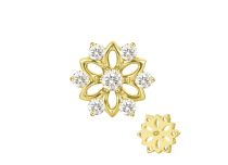 Accessoire interne Titane pvd gold  0.9 motif flocon strass blanc