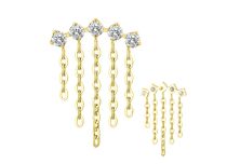 Accessoire interne Titane pvd gold  0.9 motif 5 strass chaine blanc