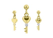 Accessoire interne titane PVD gold 0.9 mm motif clé de cœur