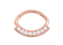 Stalen scharnierring roze met witte bergkristal | Itc
