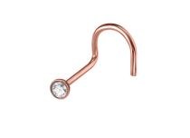 Roze Stalen Neusknoop 2,3 mm met Gekleurd Kristal | Itc