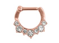 Roze Goud Stalen Septum Ring met Wit Kristallen Scharnier | Itc