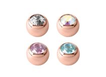 Stalen Bal Roze Goud met Kristallen Facet Schroef | Itc