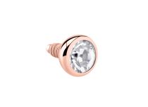 Roze Goud Stalen Schijf met Wit Kristal Inwendige Schroef | Itc