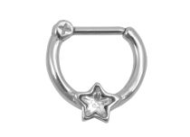 Ring Septum Steel Scharnier motief Star Crystal White |Itc