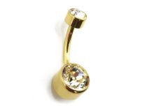 Banaan Titanium PVD Goud Inwendige Steriele Bal 5/8 mm Dubbel Strass | Itc