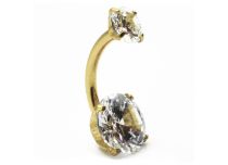 Banaan Titanium PVD Goud Inwendige Steriele Bal 5/8 mm Dubbele Strass Kras |
