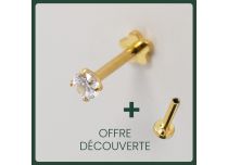 Labret Titane PVD Goud Inwendig Steriel Rond Gekrast Patroon | Itc