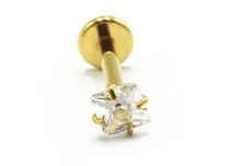 Labret Titane PVD Gouden Inwendige Draad Steriel Vierkant Gekrast Patroon | Itc