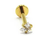 Labret Titane PVD Gouden Inwendige Draad Steriel Driehoek Gekrast Patroon | Itc