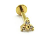 Labret Titanium PVD Goud Inwendig Steriel Strass Trinity | Itc