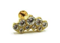 Labret Titanium PVD Goud Intern Steriel Strass Vlampatroon | Itc