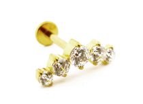 Labret Titanium PVD Goud Intern Steriel Strass Boogpatroon | Itc