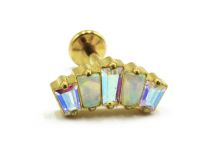 Labret Titanium PVD Goud Inwendig Steriel Blauw Iridescent Strass Kroon | Itc