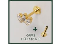 Labret Titane PVD Goud Interne Stérile motief Marquise 3 Strass | Itc