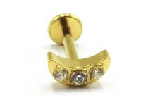 Labret Titane PVD Goud Interne Stérile motief Lune à Strass | Itc